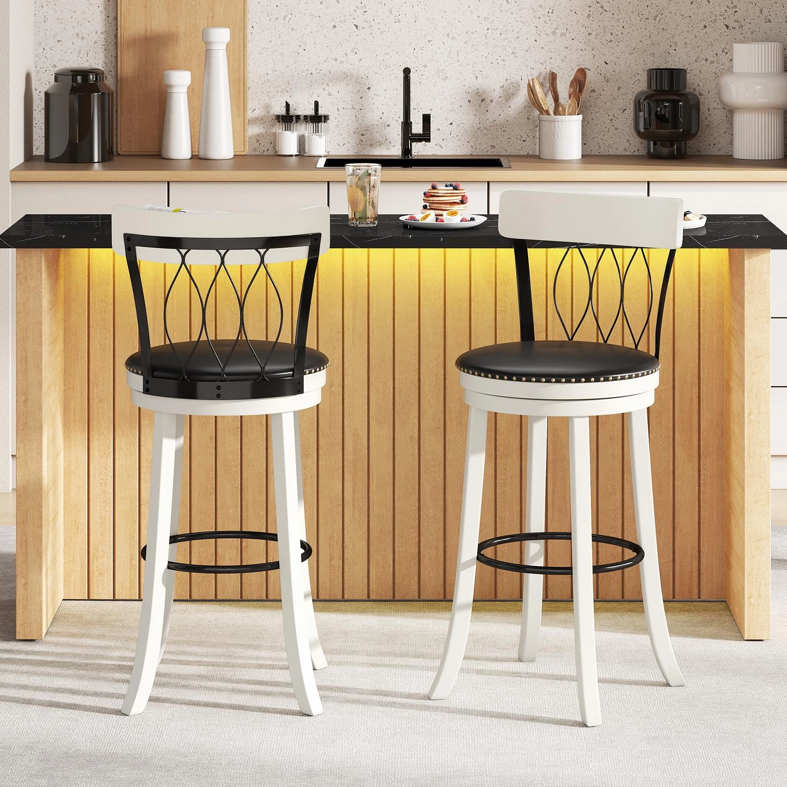 Giantex Swivel Bar Height Bar Chairs with Footrest