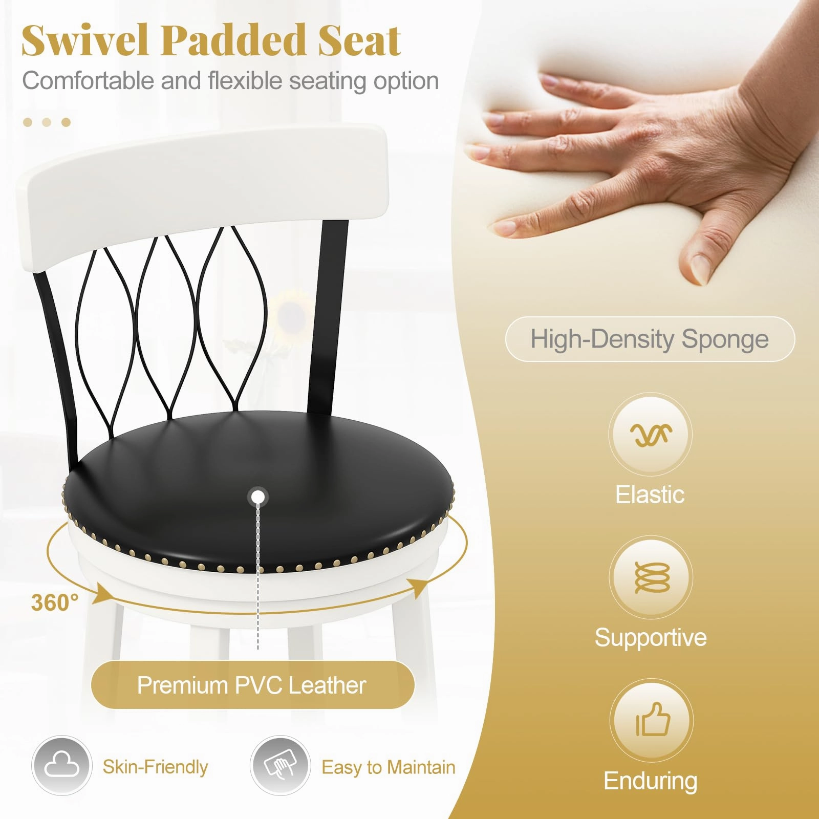 Giantex Swivel Bar Height Bar Chairs with Footrest