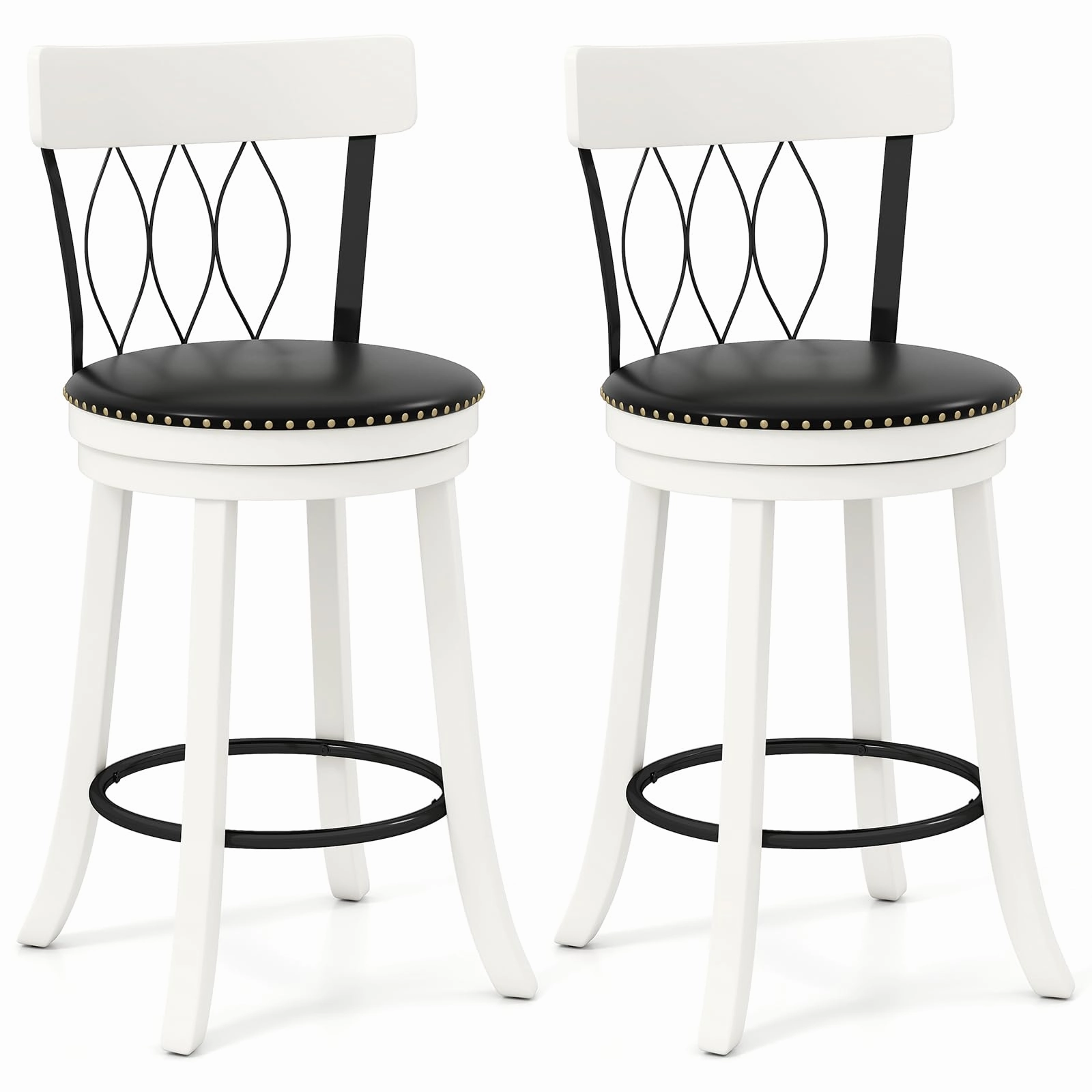 Giantex Swivel Bar Height Bar Chairs with Footrest