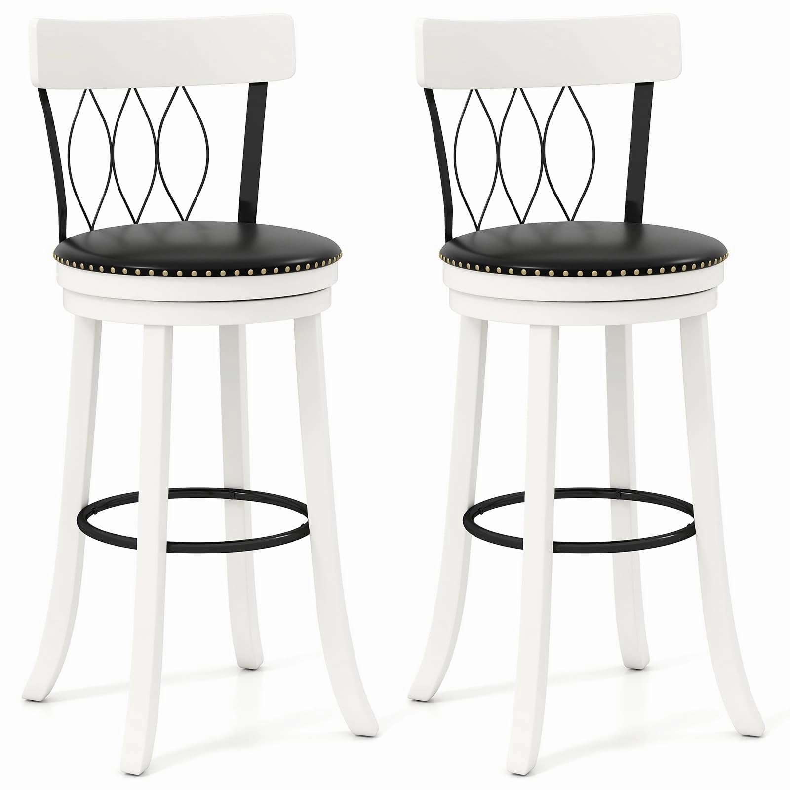 Giantex Swivel Bar Height Bar Chairs with Footrest kitchen towel, placemats