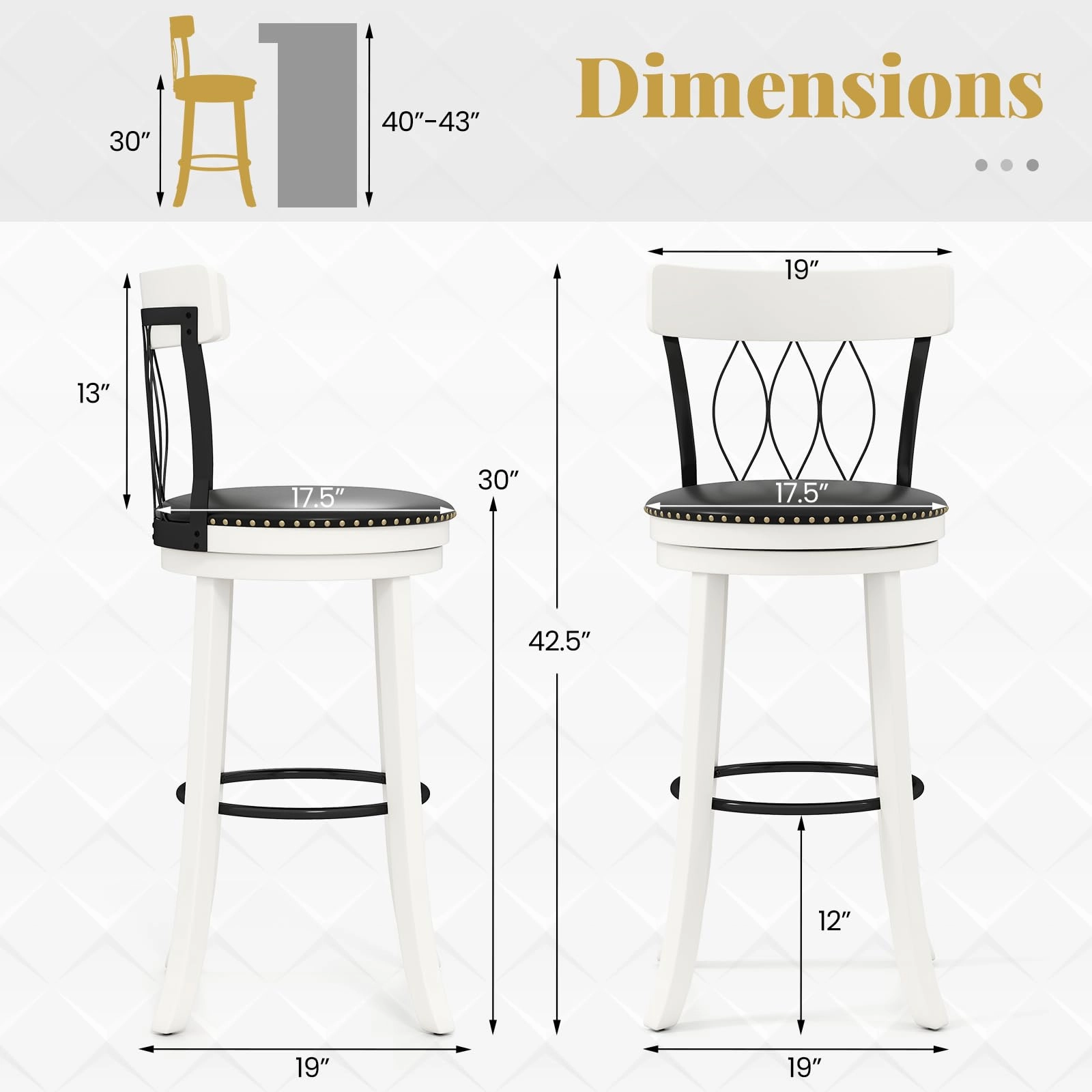 Giantex Swivel Bar Height Bar Chairs with Footrest