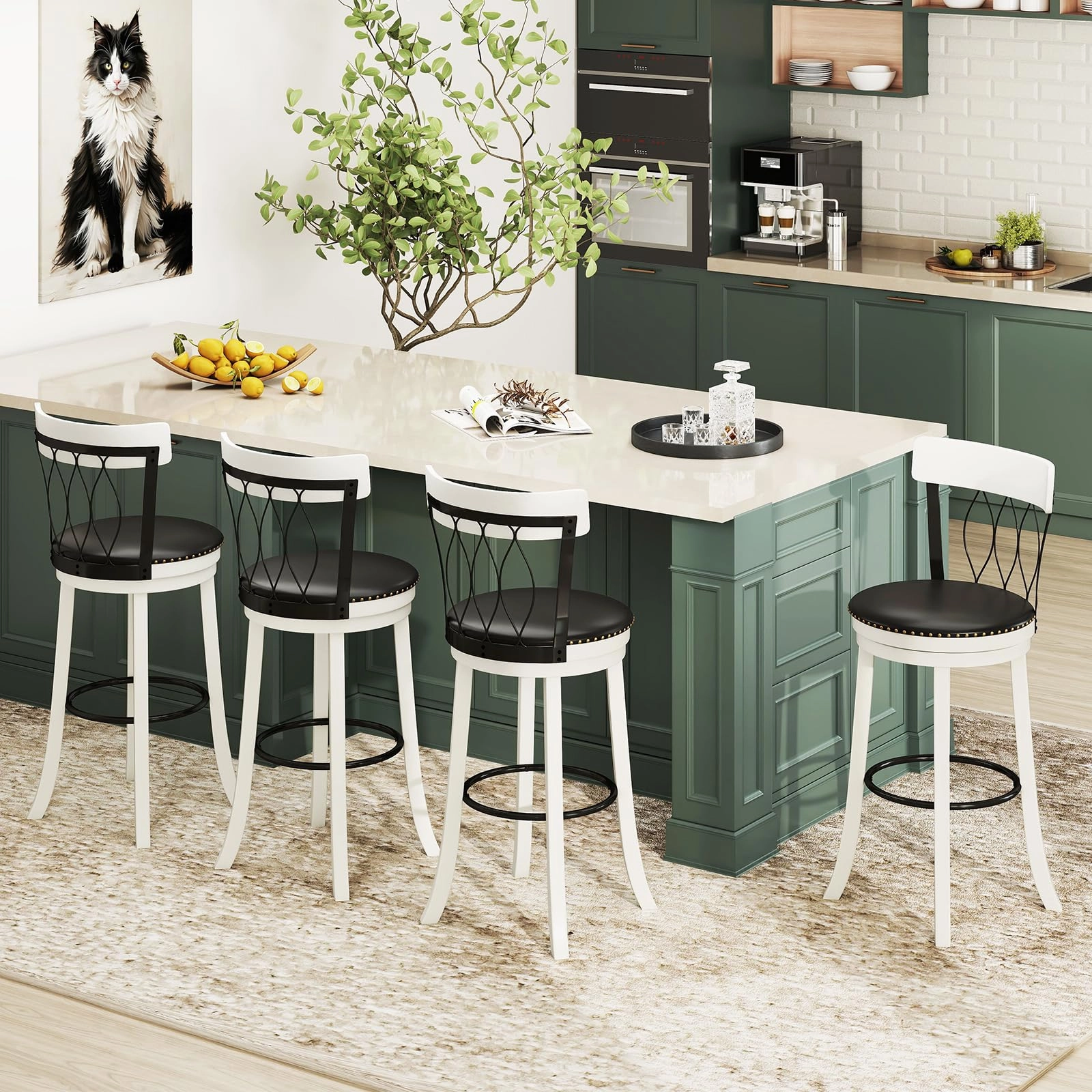 Giantex Swivel Bar Height Bar Chairs with Footrest