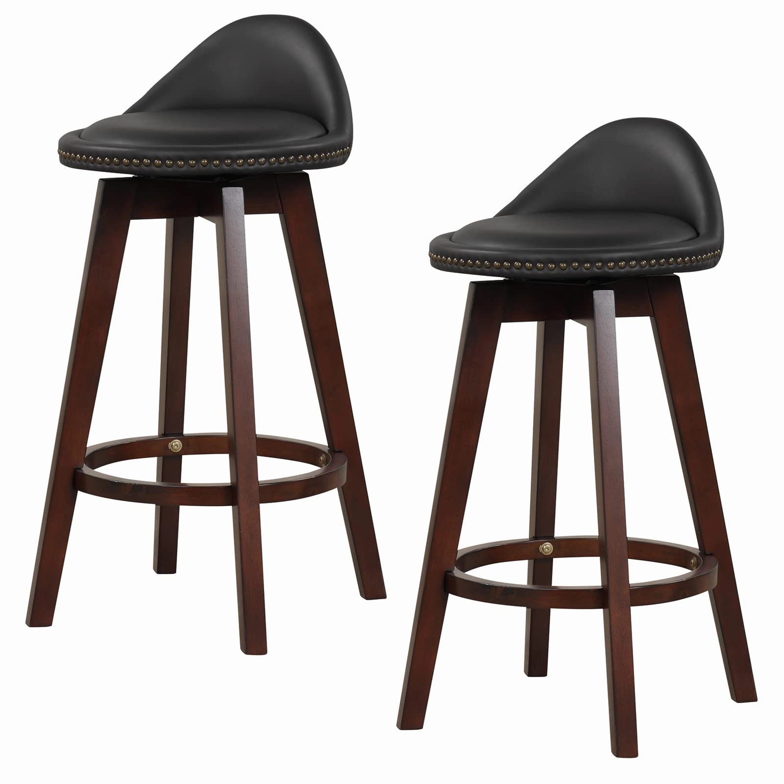 Giantex Swivel Bar Stools, 34.5 in Counter Height Stools with PVC Leather Cover, Rubber Wood Legs kitchen towel, placemats