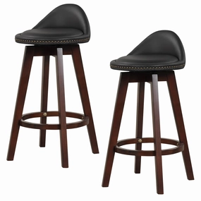 Giantex Swivel Bar Stools, 34.5 in Counter Height Stools with PVC Leather Cover, Rubber Wood Legs kitchen towel, placemats