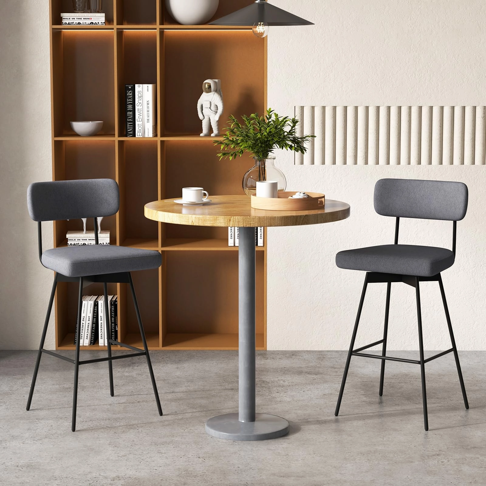 Giantex Swivel Bar Stools,  Upholstered Bar Height Bar Chairs w/Padded Seat & Backrest