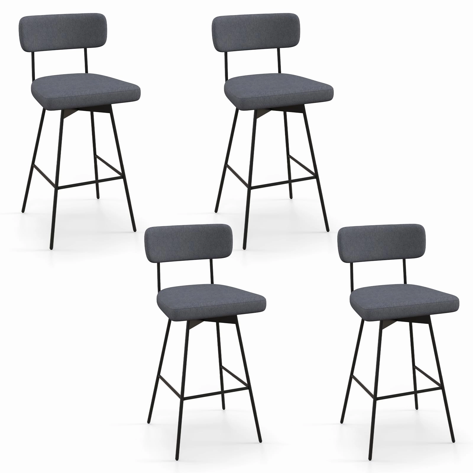 Giantex Swivel Bar Stools,  Upholstered Bar Height Bar Chairs w/Padded Seat & Backrest