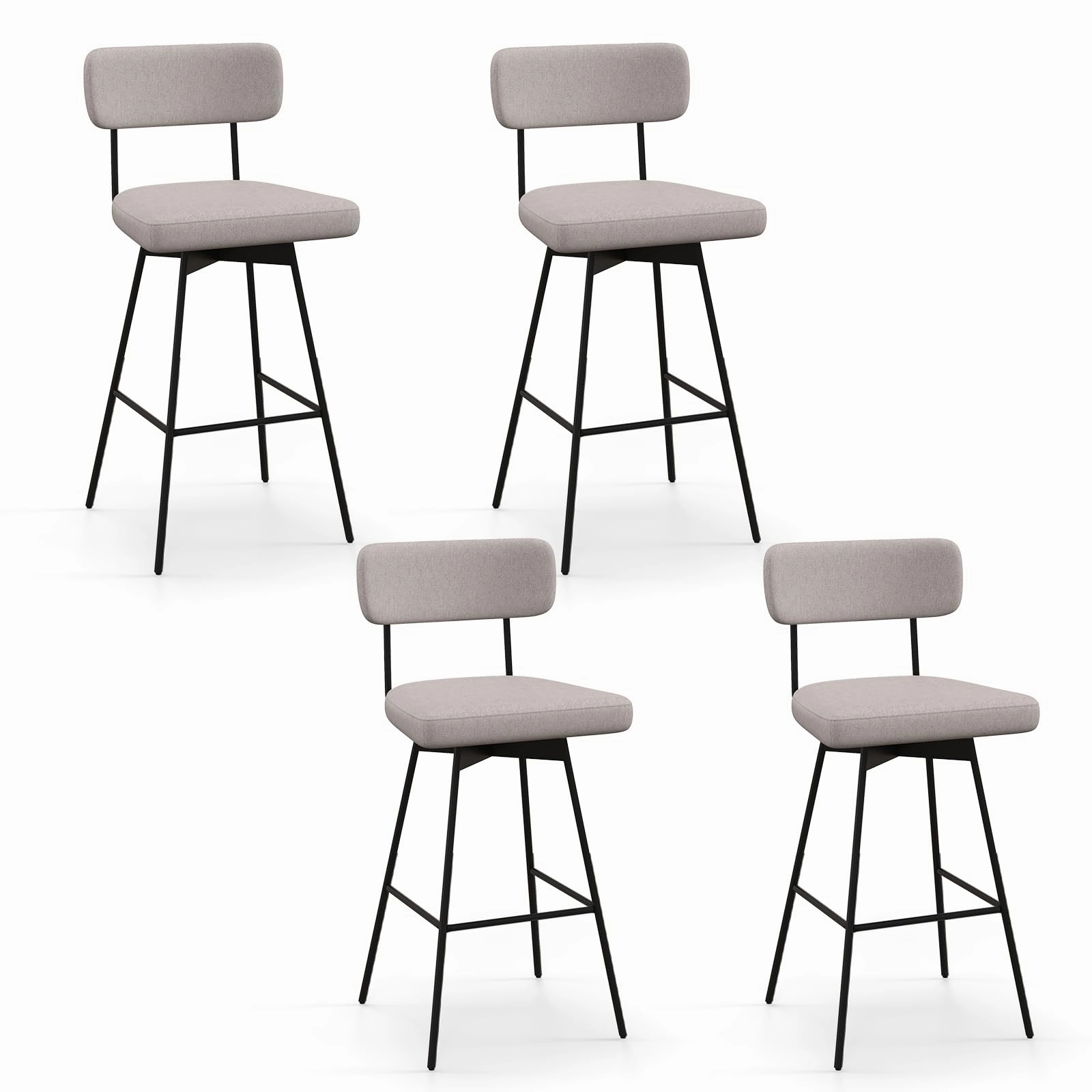 Giantex Swivel Bar Stools,  Upholstered Bar Height Bar Chairs w/Padded Seat & Backrest