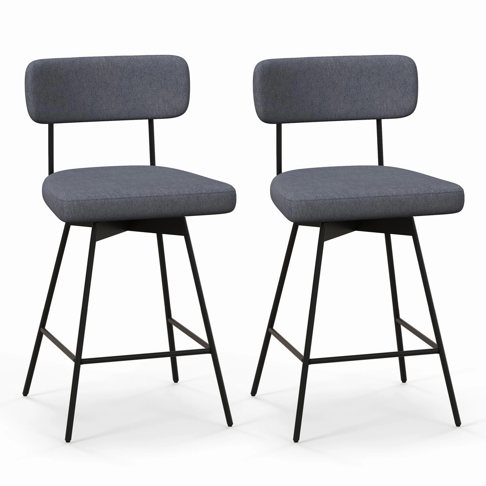 Giantex Swivel Bar Stools,  Upholstered Bar Height Bar Chairs w/Padded Seat & Backrest