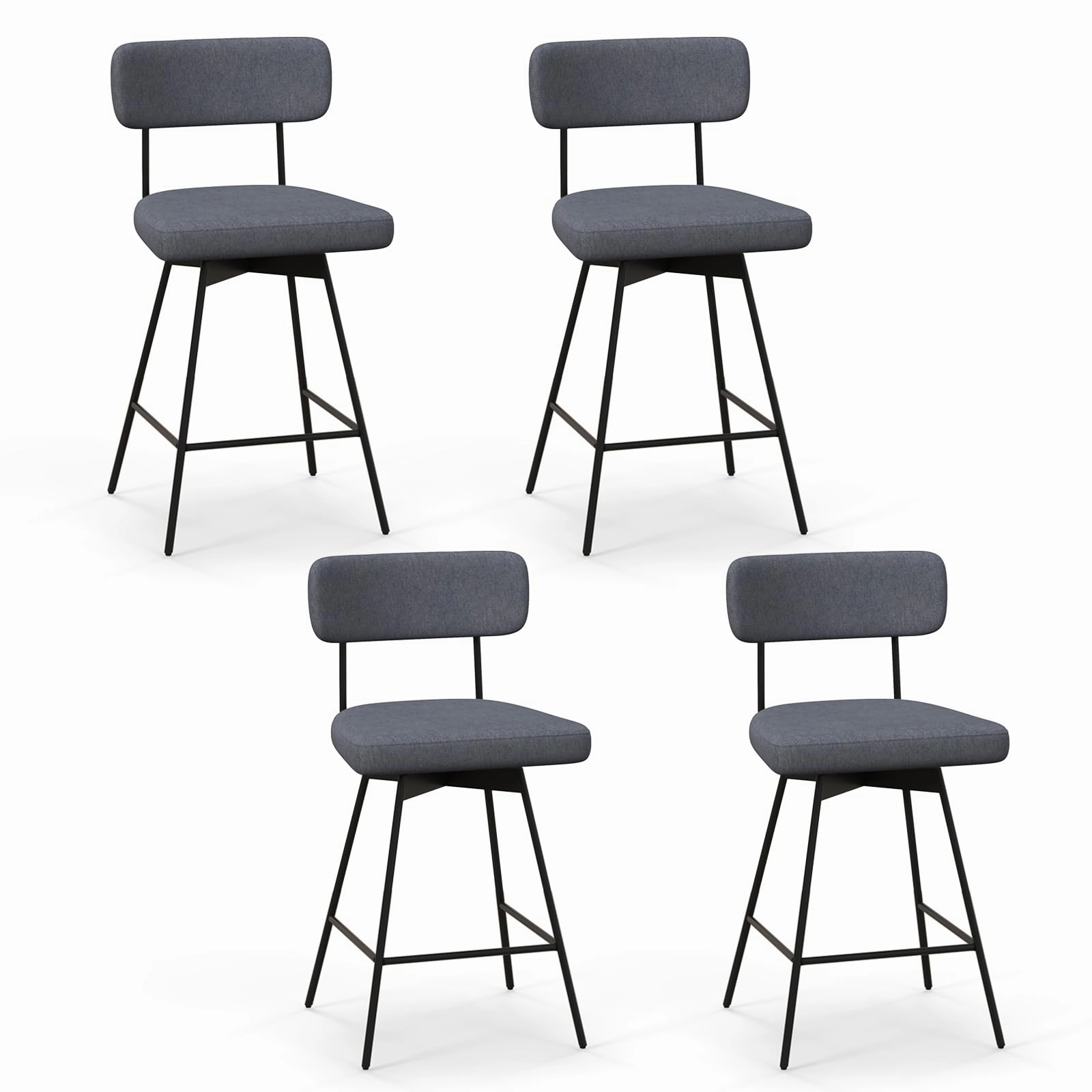 Giantex Swivel Bar Stools,  Upholstered Bar Height Bar Chairs w/Padded Seat & Backrest