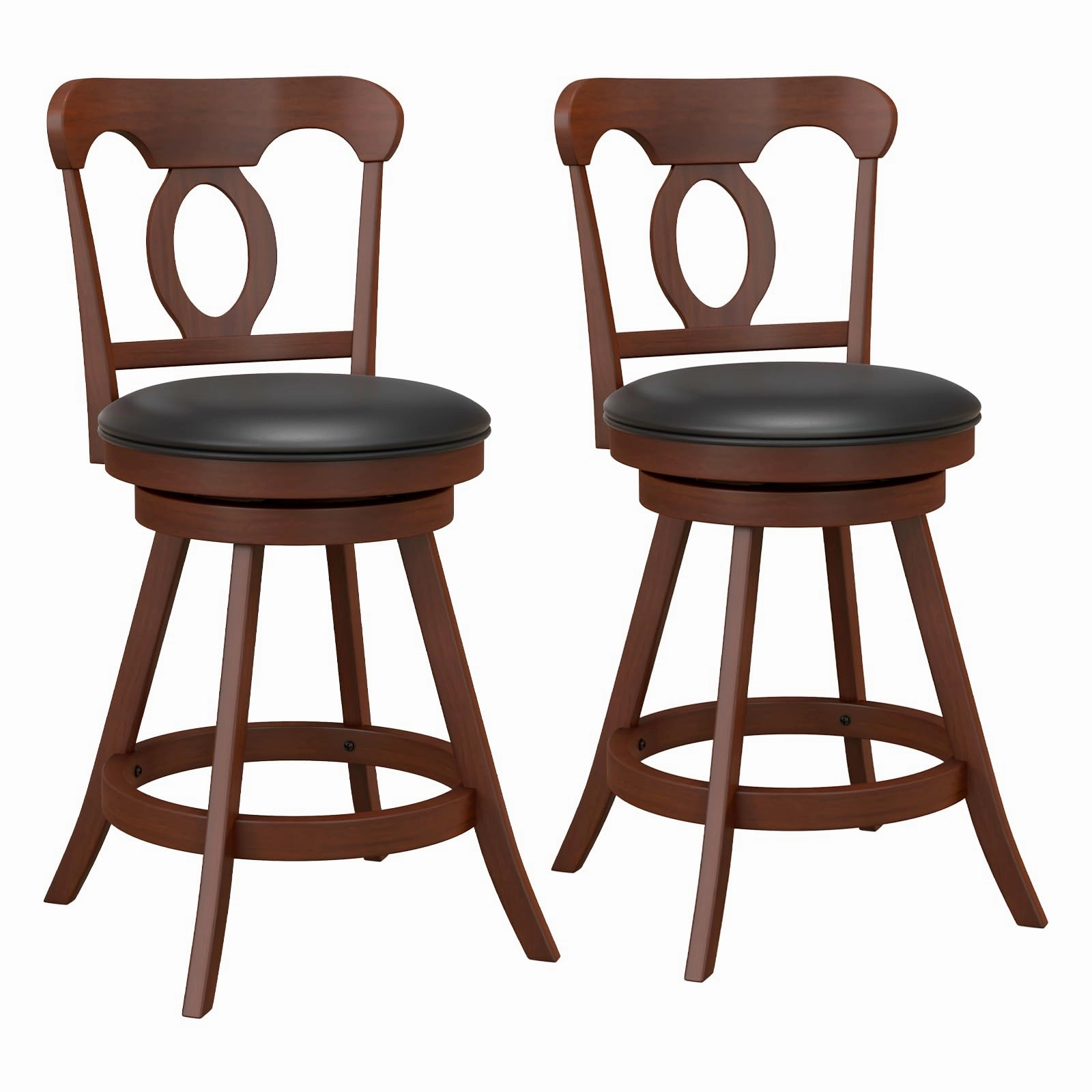 Giantex Swivel Bar Stools Set of 2, 24" Counter Height Barstools with Back, Solid Rubber Wood Frame kitchen towel, placemats