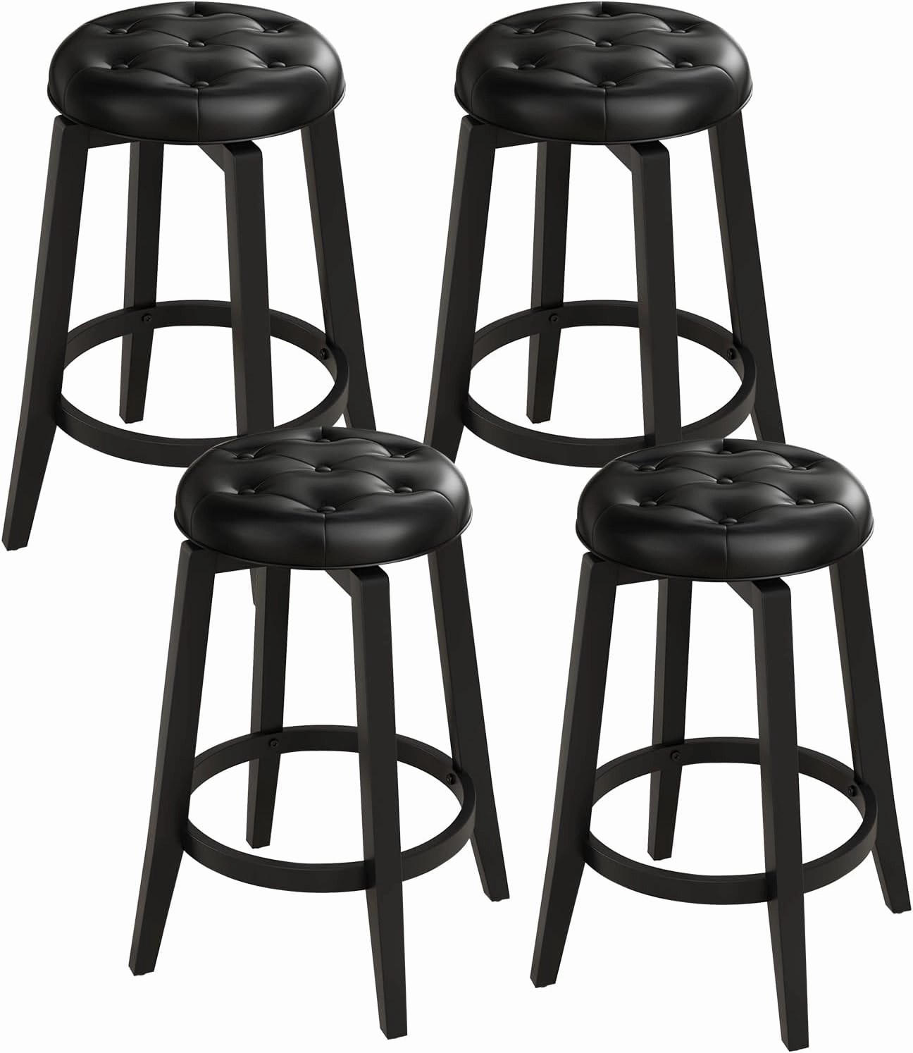 Giantex Swivel Bar Stools Set of 2, 30" Bar Height Stools w/Tufted Seat & Rubber Wood Frame