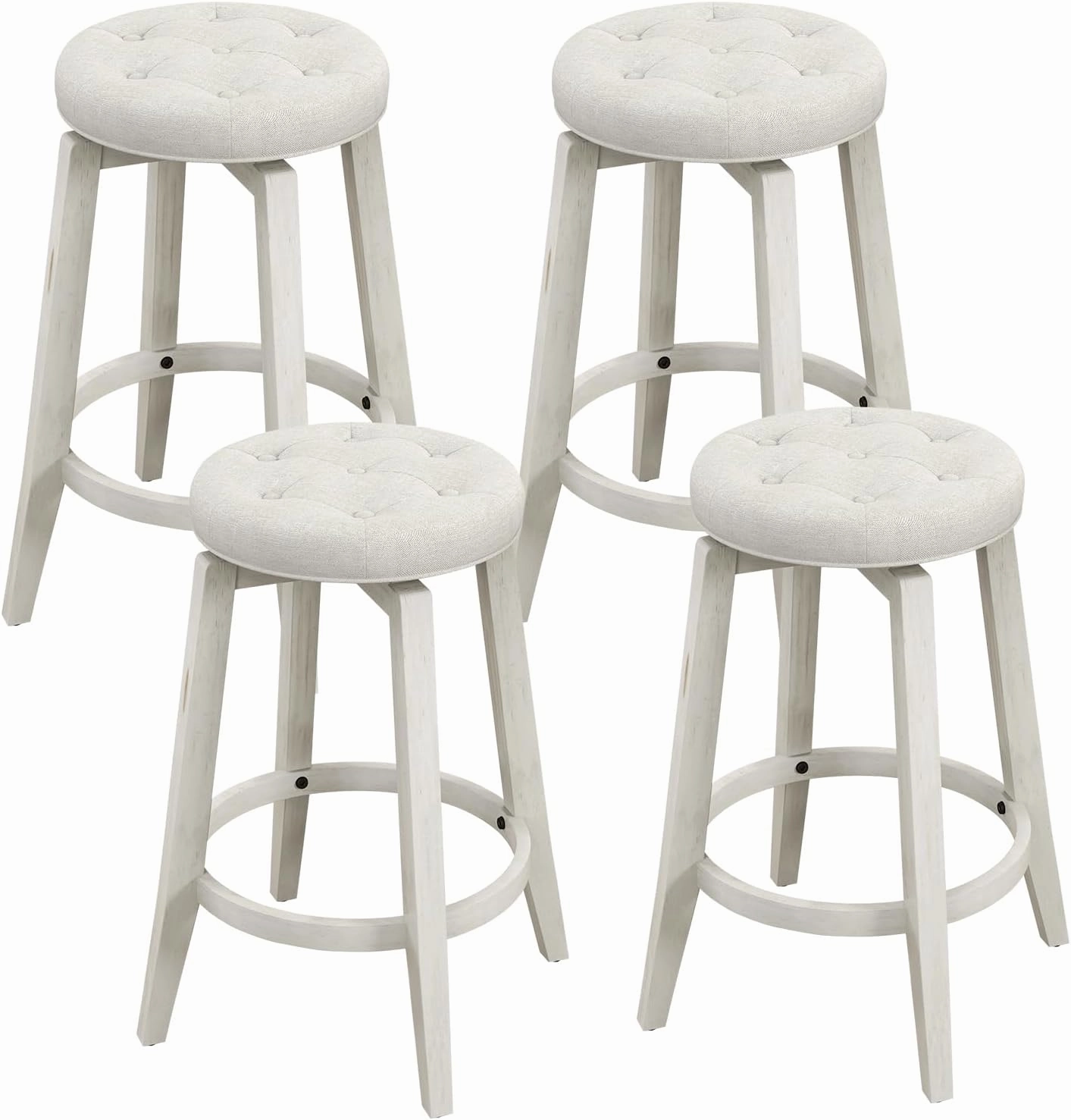 Giantex Swivel Bar Stools Set of 2, 30" Bar Height Stools w/Tufted Seat & Rubber Wood Frame