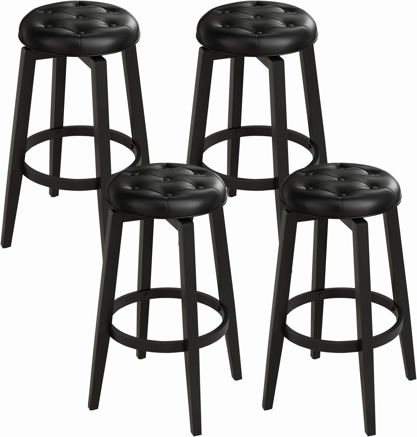 Giantex Swivel Bar Stools Set of 2, 30" Bar Height Stools w/Tufted Seat & Rubber Wood Frame