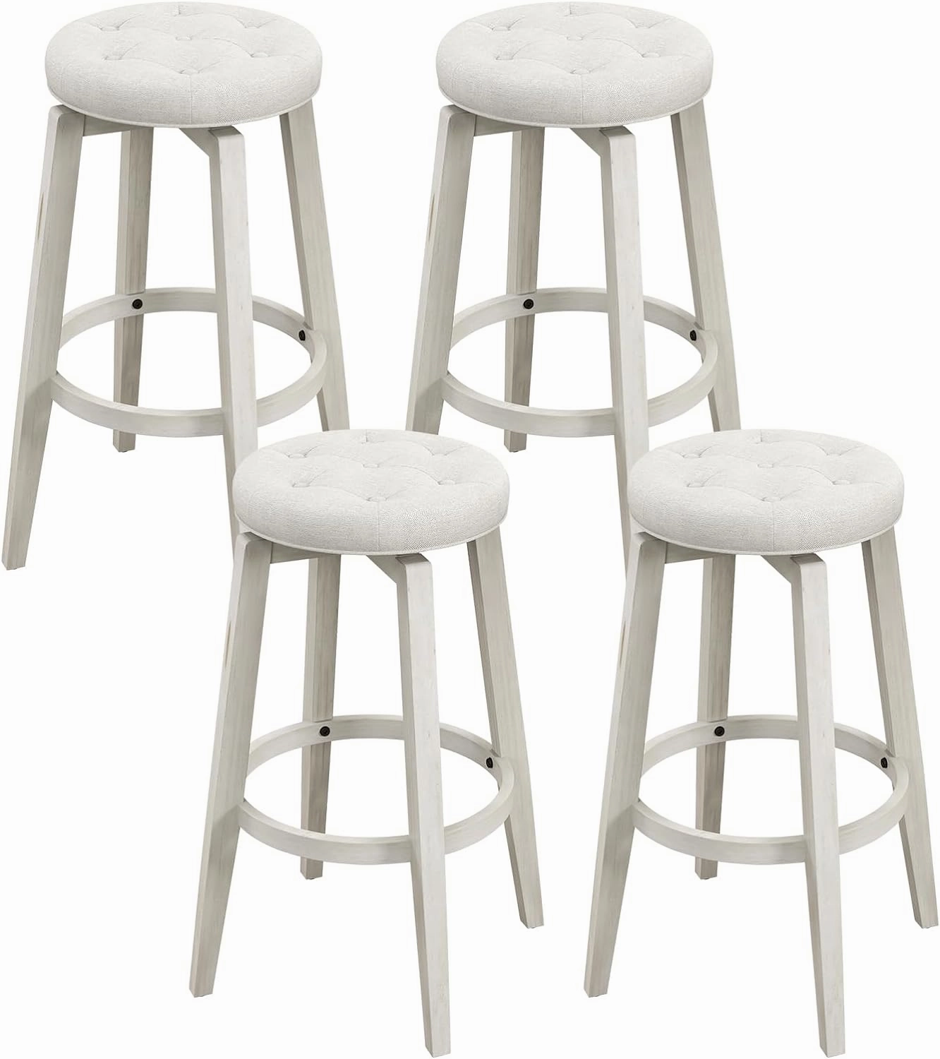 Giantex Swivel Bar Stools Set of 2, 30" Bar Height Stools w/Tufted Seat & Rubber Wood Frame