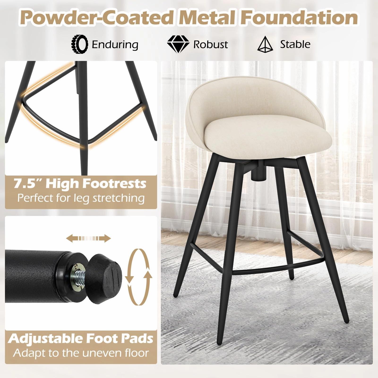 Giantex Swivel Bar Stools Set of 2/4 25" Counter Height Bar Chairs