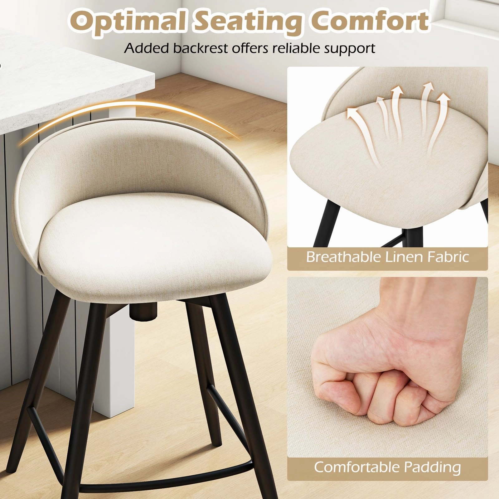 Giantex Swivel Bar Stools Set of 2/4 25" Counter Height Bar Chairs