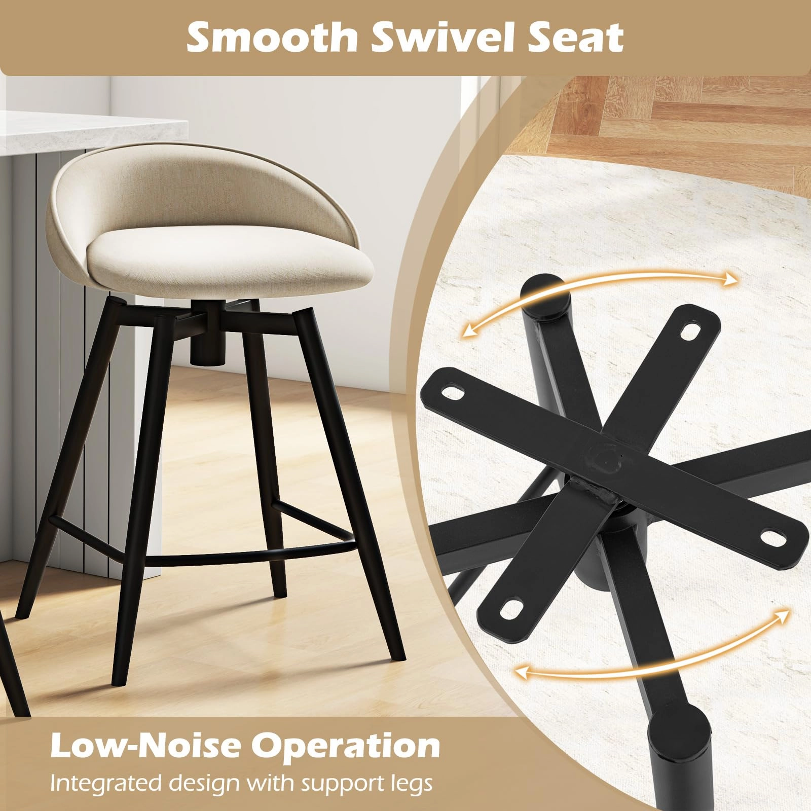 Giantex Swivel Bar Stools Set of 2/4 25" Counter Height Bar Chairs