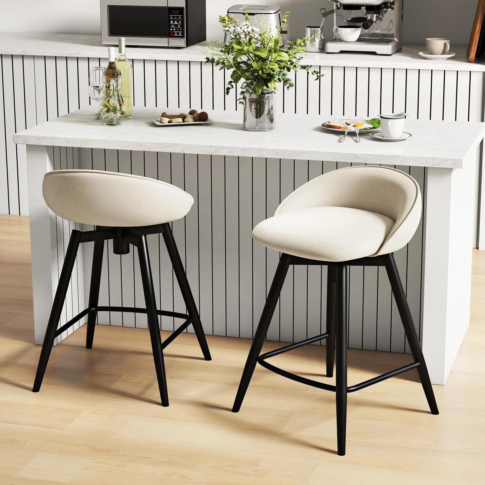 Giantex Swivel Bar Stools Set of 2/4 25" Counter Height Bar Chairs