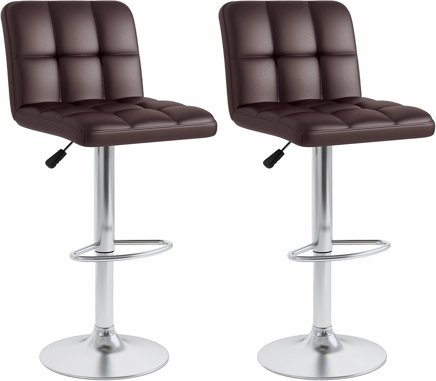 Giantex Swivel Bar Stools Set of 2/4, Upholstered Counter Height Bar Chairs with Back