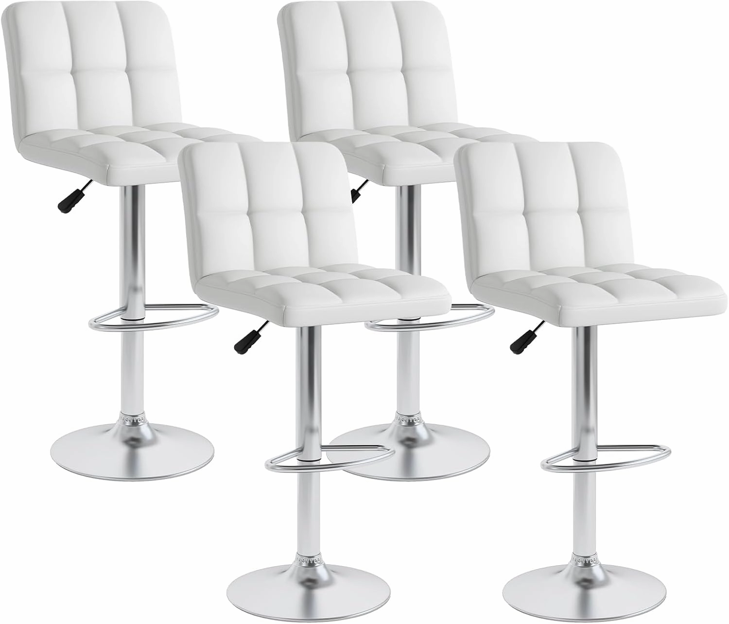 Giantex Swivel Bar Stools Set of 2/4, Upholstered Counter Height Bar Chairs with Back