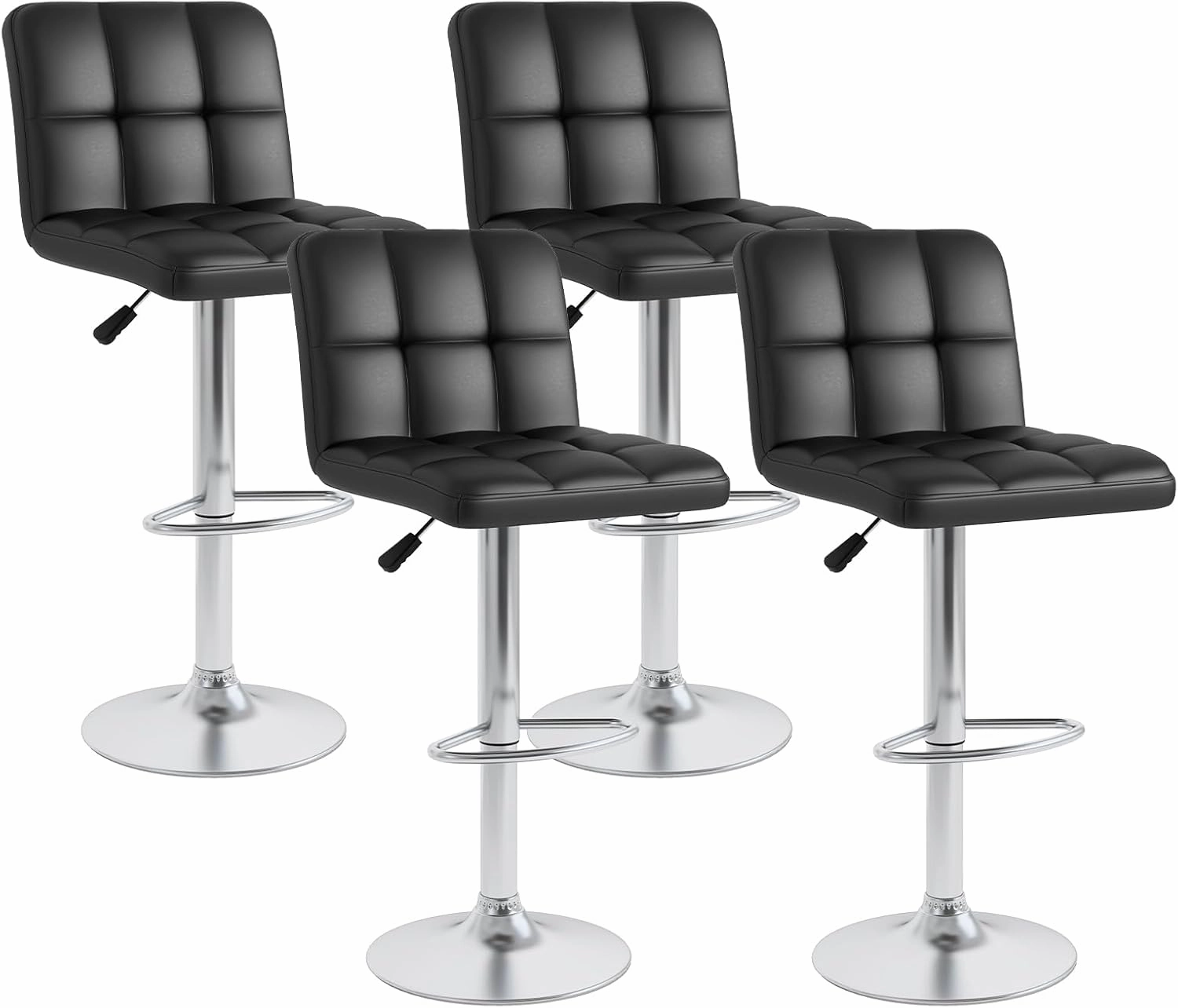 Giantex Swivel Bar Stools Set of 2/4, Upholstered Counter Height Bar Chairs with Back