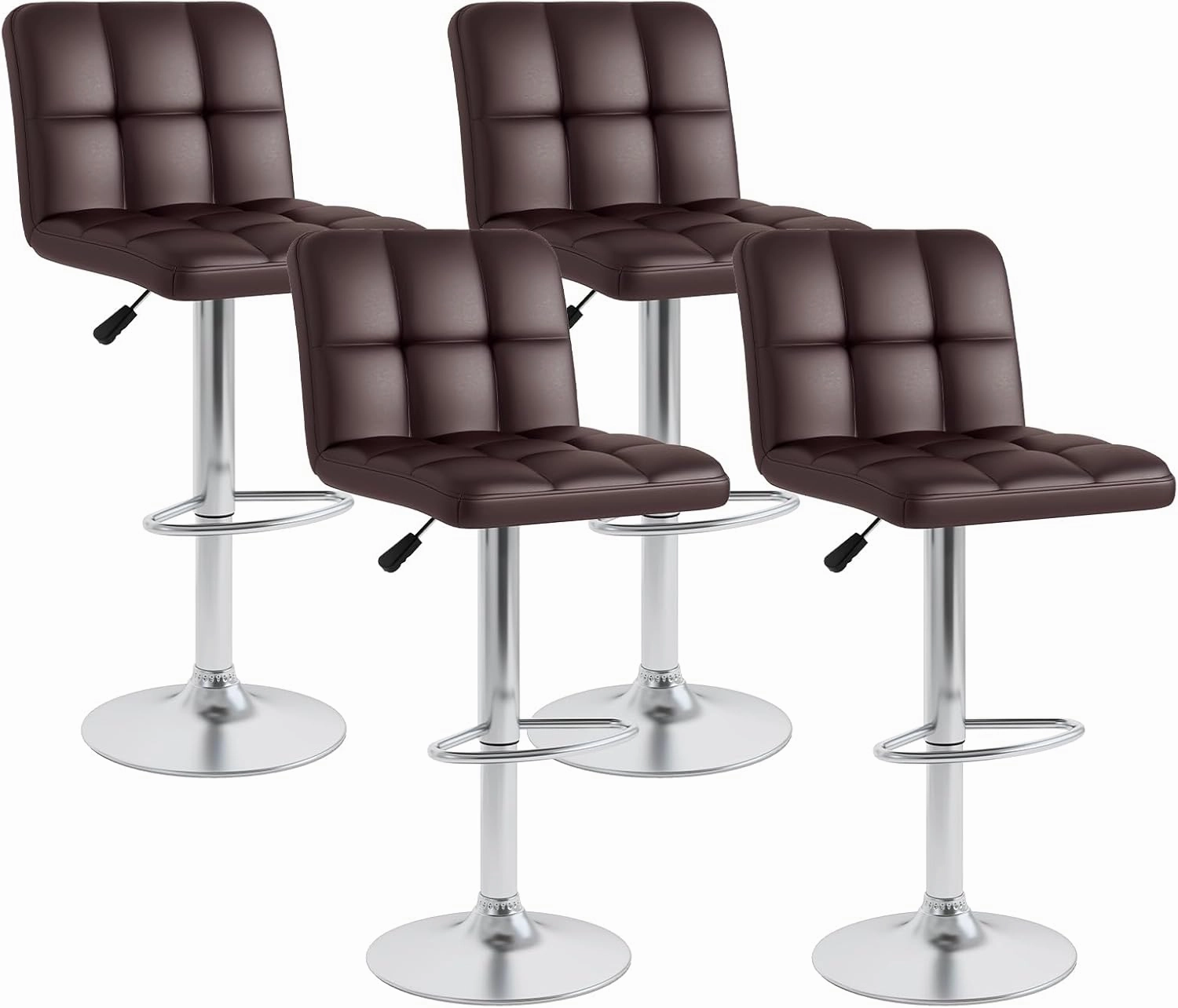 Giantex Swivel Bar Stools Set of 2/4, Upholstered Counter Height Bar Chairs with Back