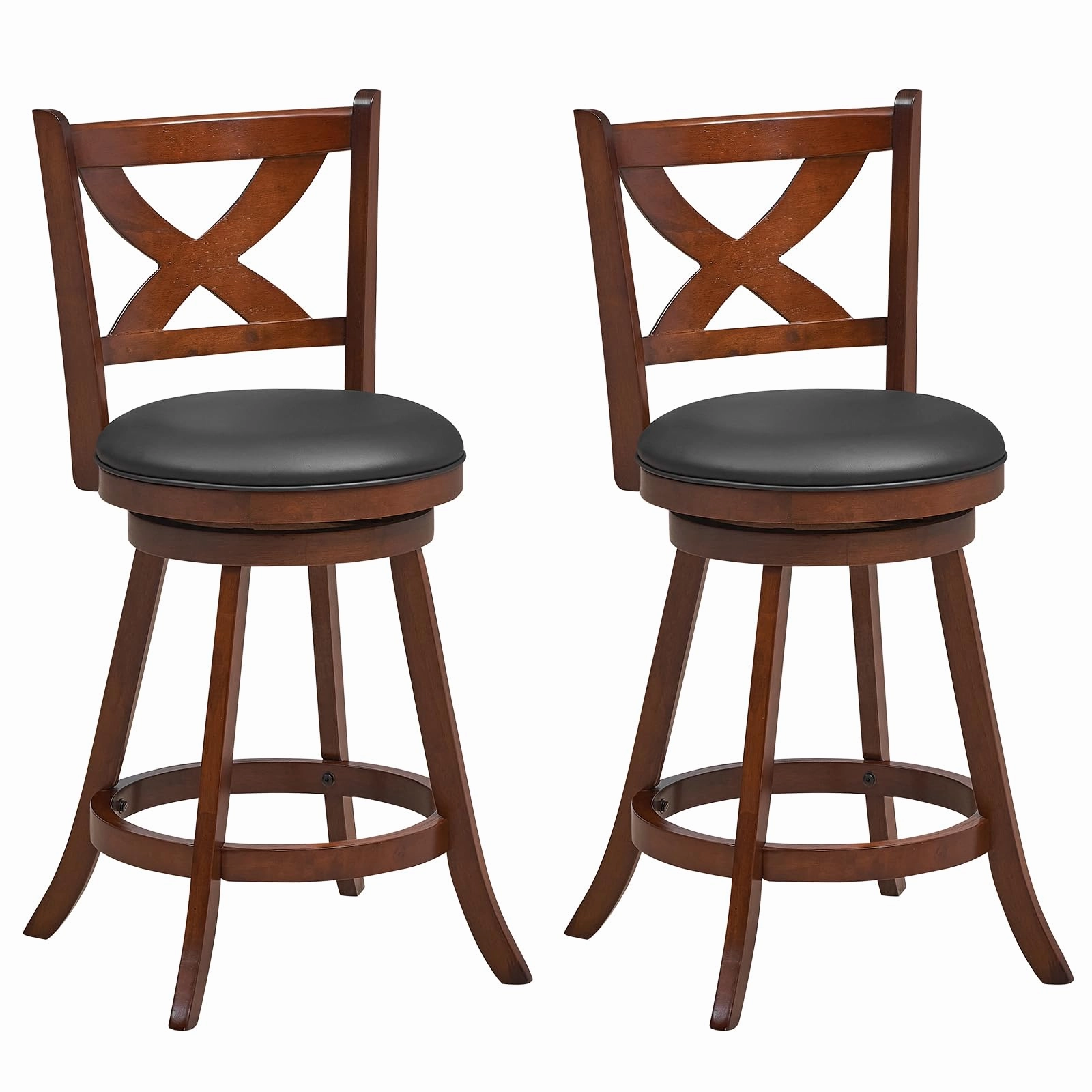 Giantex Swivel Bar Stools Set of 2, Farmhouse Wooden Barstools with Back kitchen towel, placemats
