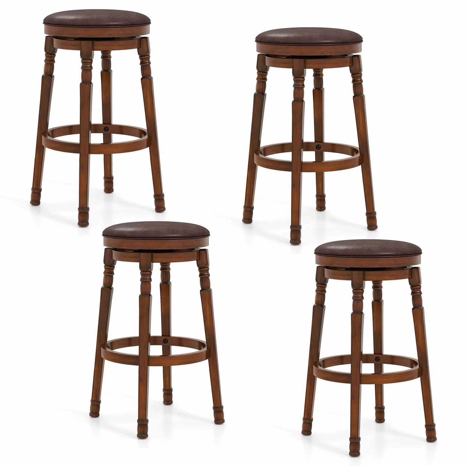 Giantex Swivel Bar Stools Set with Faux Leather Padded Seat