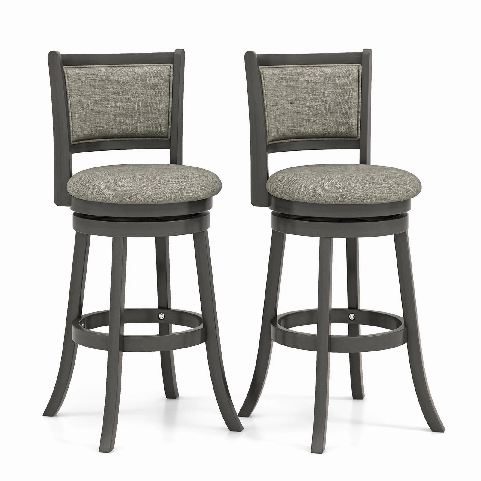 Giantex Swivel Counter Height Bar Stools Set of2/ 4, Upholstered Vintage Barstools w/Back kitchen towel, placemats