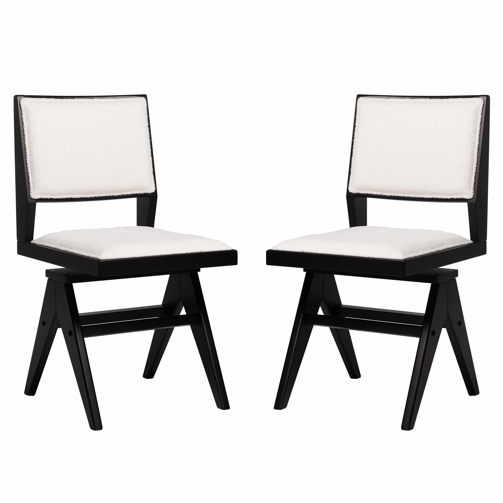Giantex Swivel Dining Chairs Set of 2/4, Faux Sherpa Kitchen Chairs w/Rubber Wood Frame kitchen towel, placemats
