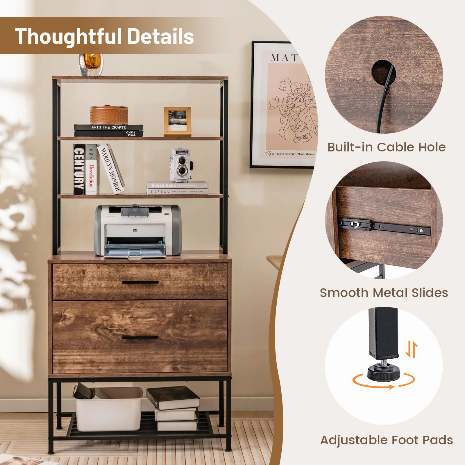 Giantex Tall 2-Drawer File Cabinet - Filing Cabinet