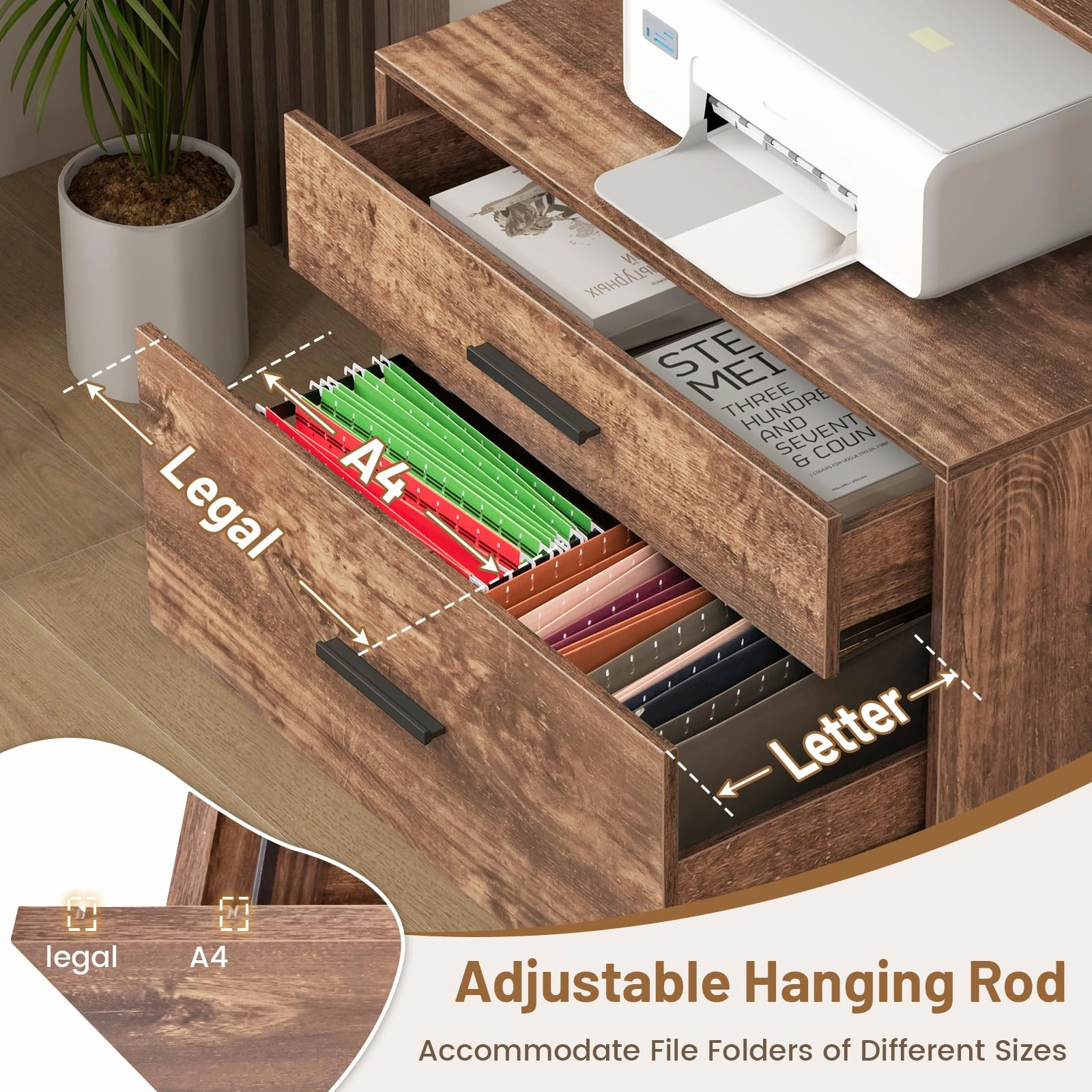 Giantex Tall 2-Drawer File Cabinet - Filing Cabinet