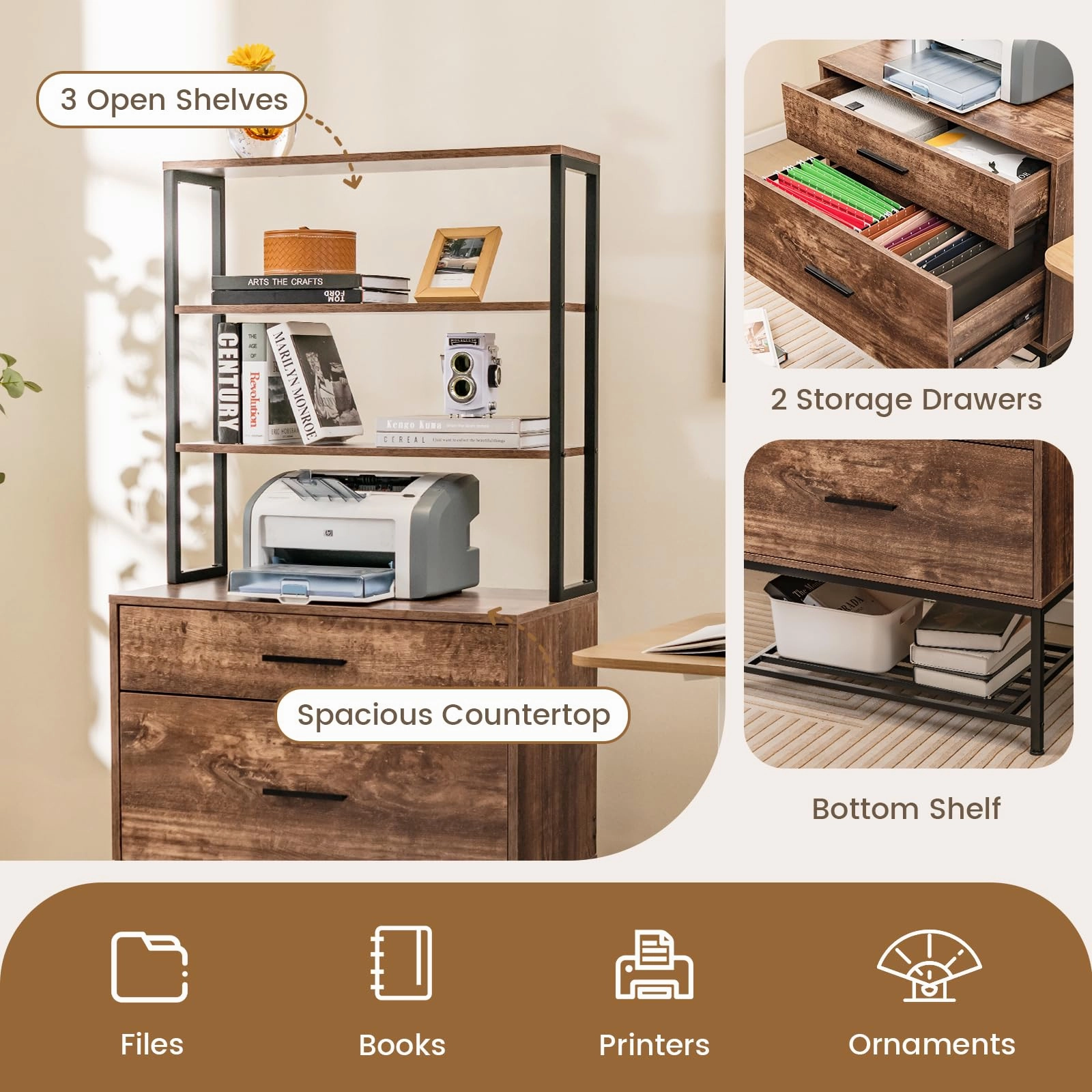 Giantex Tall 2-Drawer File Cabinet - Filing Cabinet