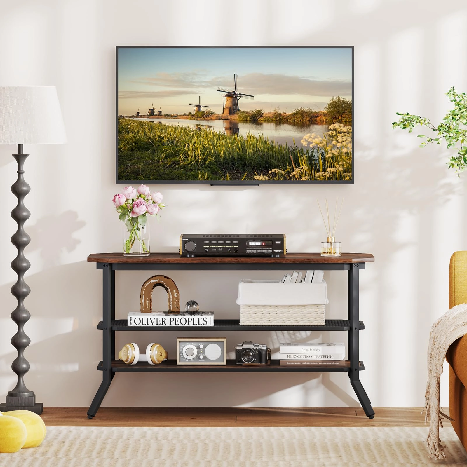 Giantex TV Stand 3 Tier Industrial Entertainment Center