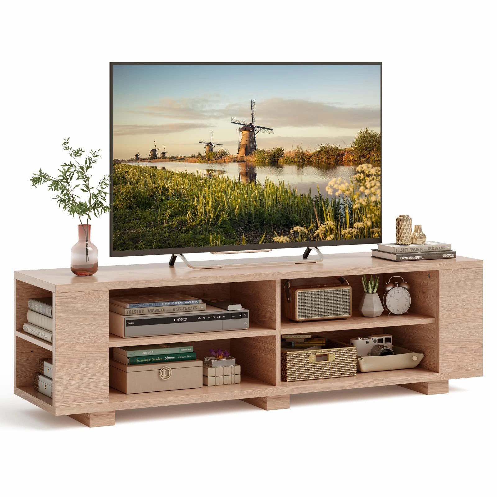 Giantex TV Stand Entertainment Center - Farmhouse Television Table up to 65 Inches TVs, 7 Colors doormat, welcome mat