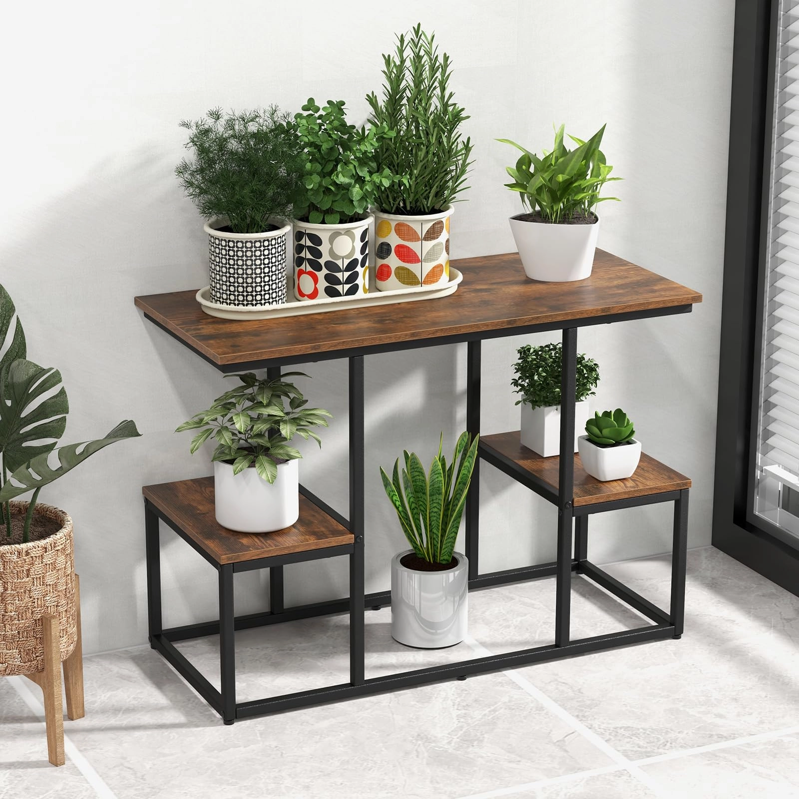 Giantex TV Stand for 50-Inches TVs - Industrial Sofa Table with Open Storage Shelves, 2-Tier Display Rack
