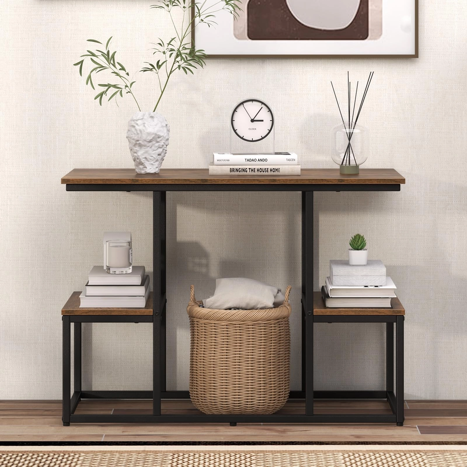 Giantex TV Stand for 50-Inches TVs - Industrial Sofa Table with Open Storage Shelves, 2-Tier Display Rack