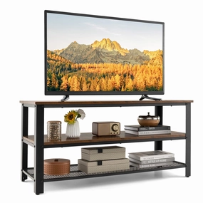 Giantex TV Stand for Bedroom and Living Room - 3-Tier Industrial Entertainment Center with Open Storage Shelves doormat, welcome mat