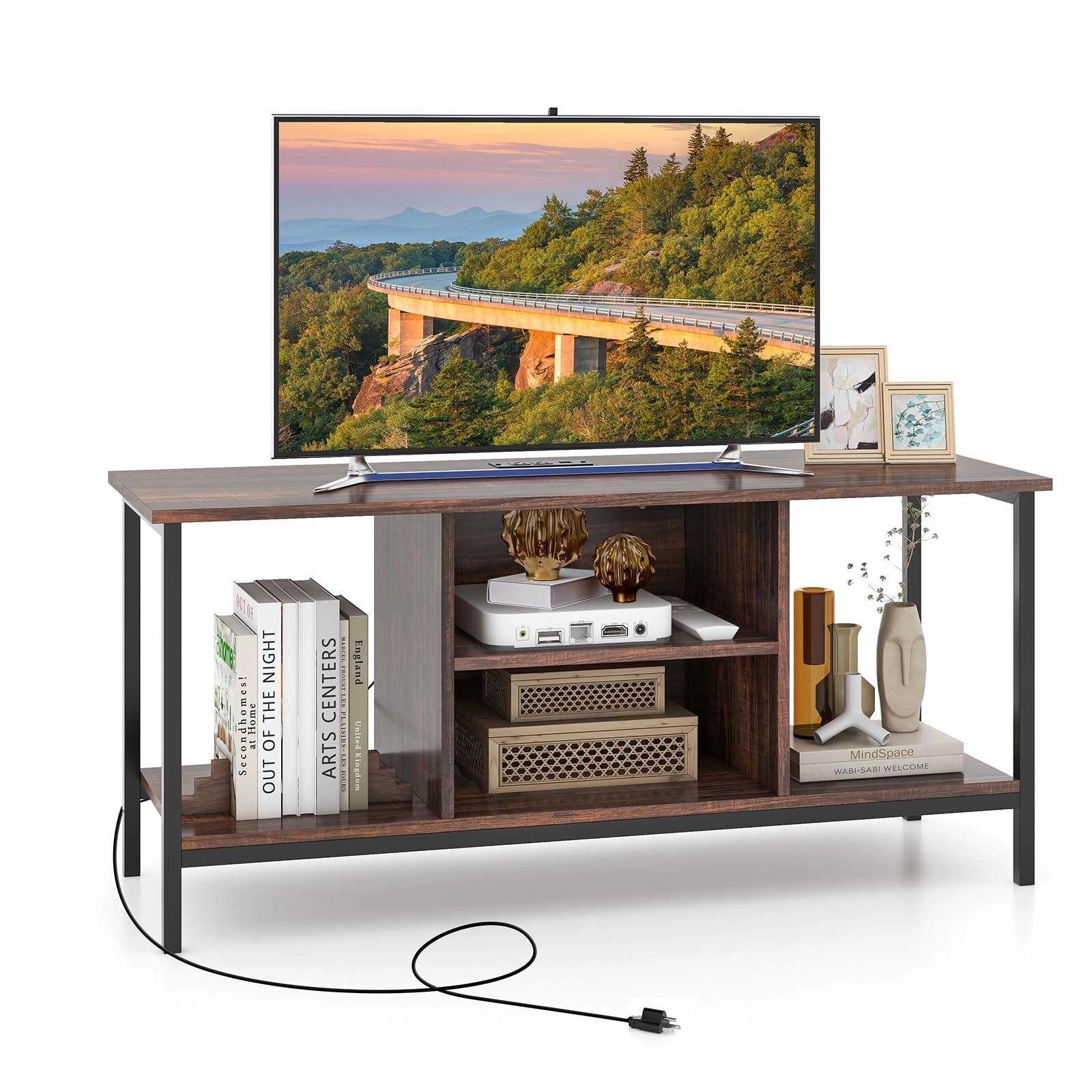 Giantex TV Stand for Bedroom, Entertainment Center for 50 Inch TV doormat, welcome mat