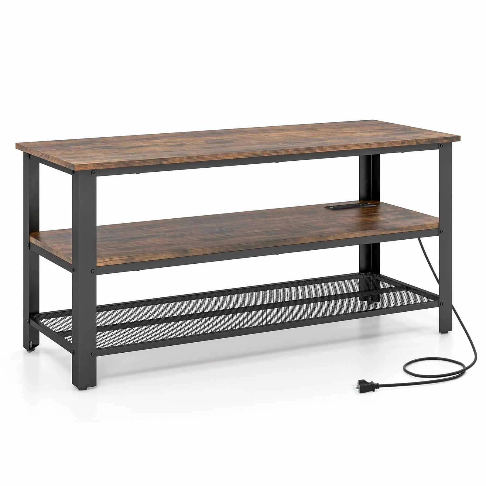 Giantex TV Stand for Bedroom, Entertainment Center for TVs up to 50 throw pillow, fuzzy blanket