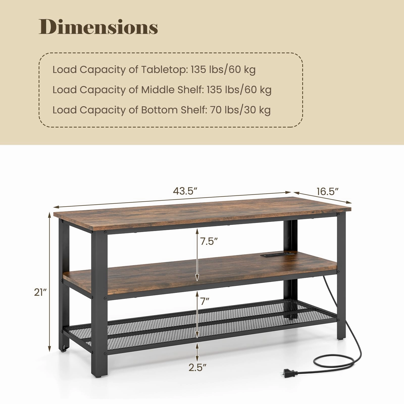 Giantex TV Stand for Bedroom, Entertainment Center for TVs up to 50