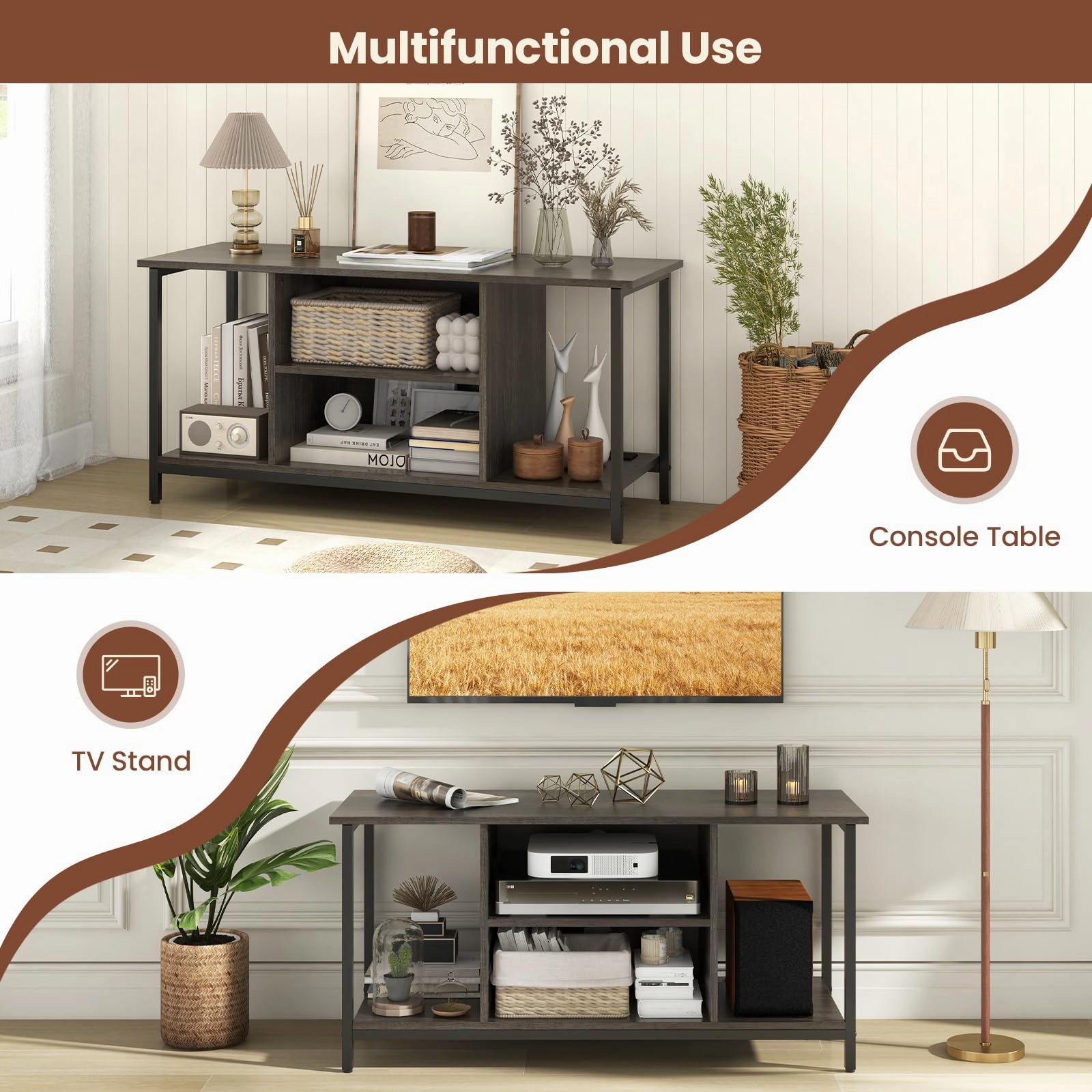 Giantex TV Stand for TV Up to 50 TVs, Entertainment Center with Charging Station, USB & Type C Ports