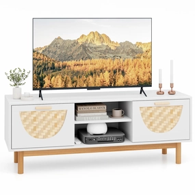 Giantex TV Stand for TV up to 55, Television Stand with Open Shelves doormat, welcome mat