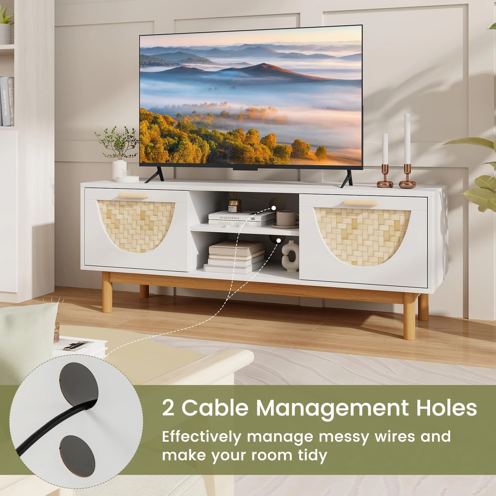 Giantex TV Stand for TV up to 55, Television Stand with Open Shelves
