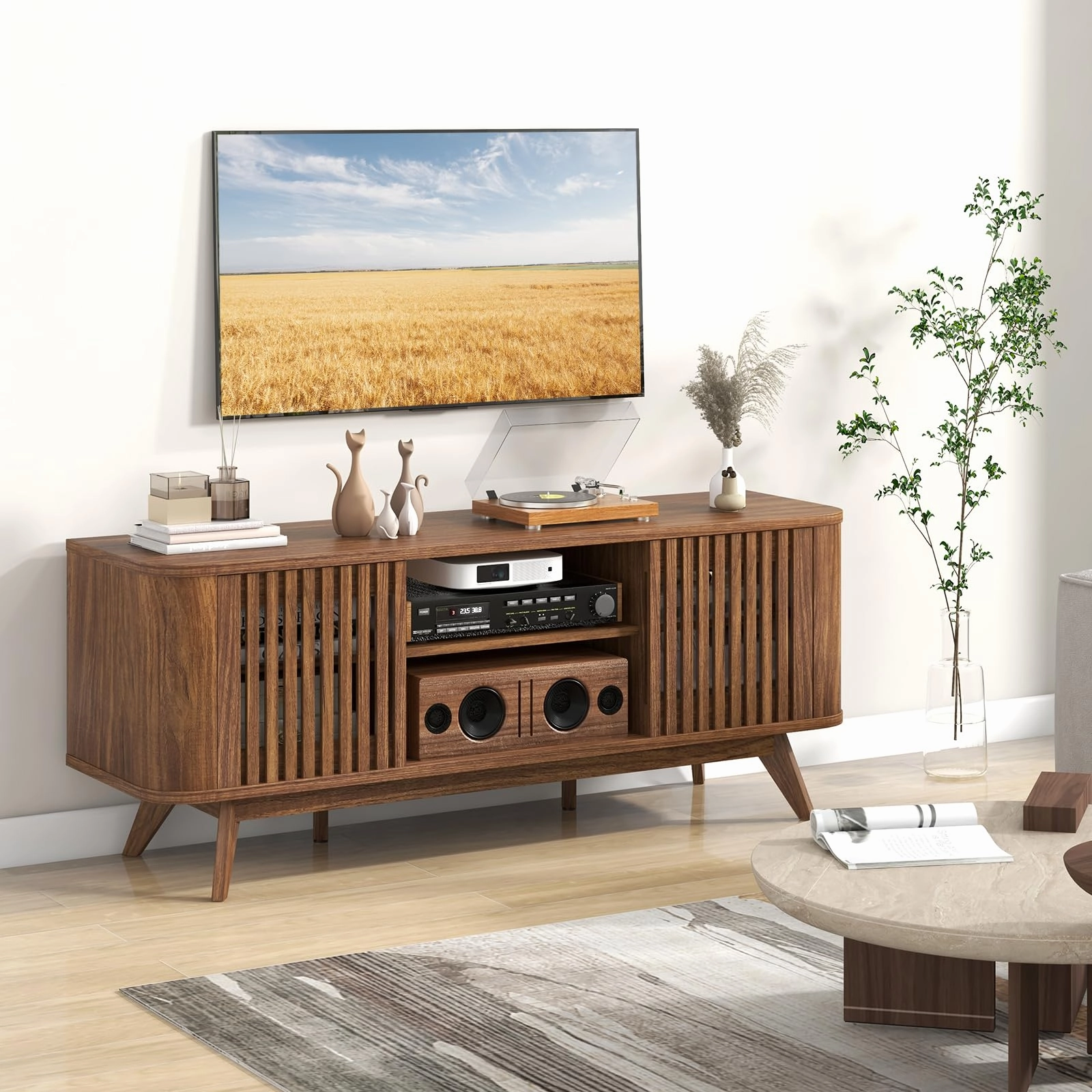 Giantex TV Stand for TVs Mid Century Modern Entertainment Center