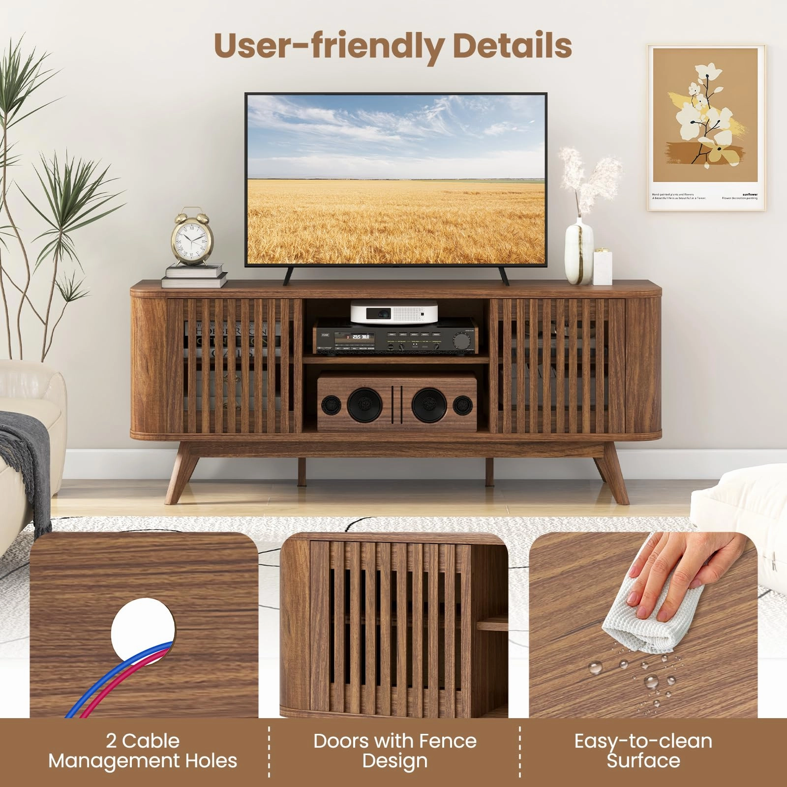 Giantex TV Stand for TVs Mid Century Modern Entertainment Center