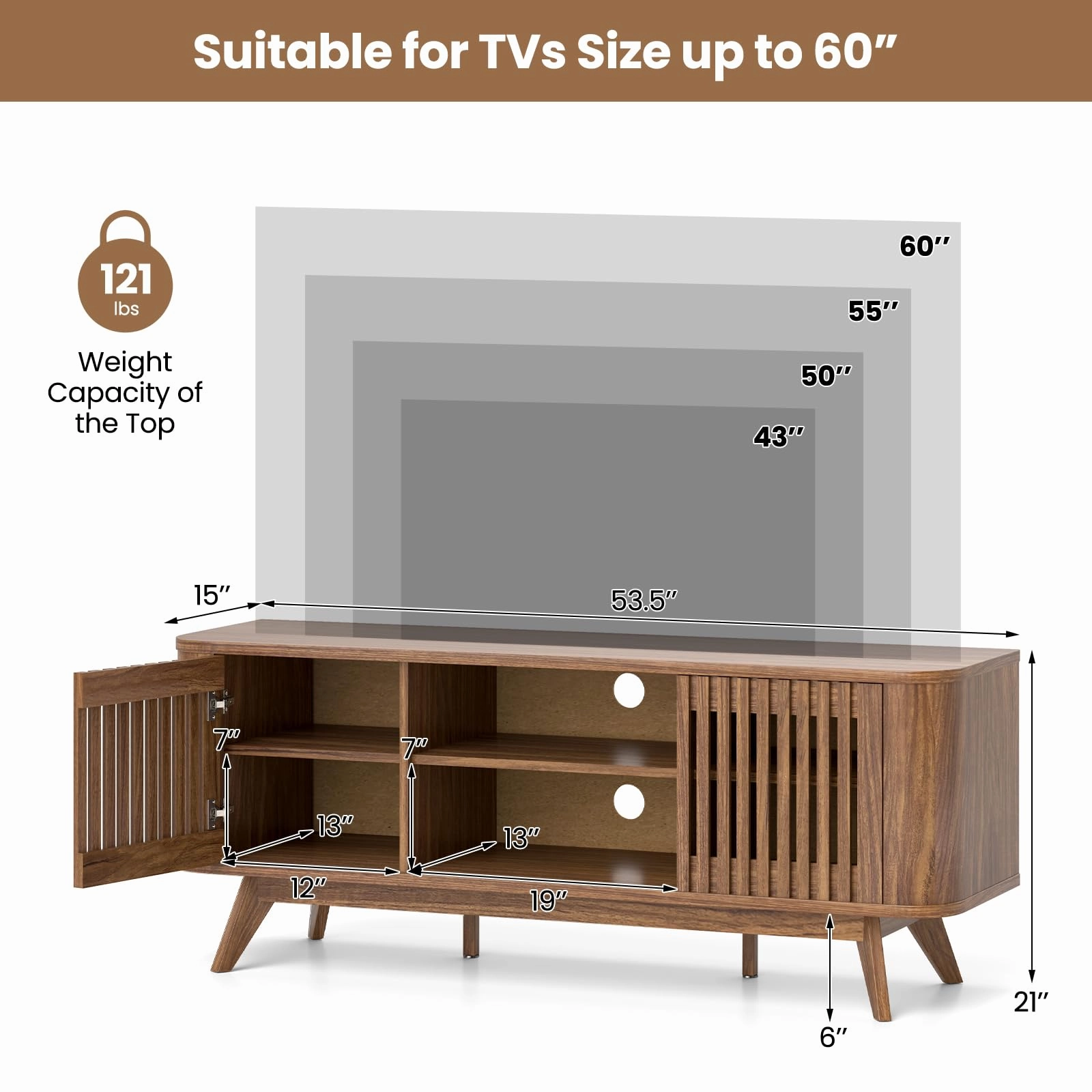 Giantex TV Stand for TVs Mid Century Modern Entertainment Center