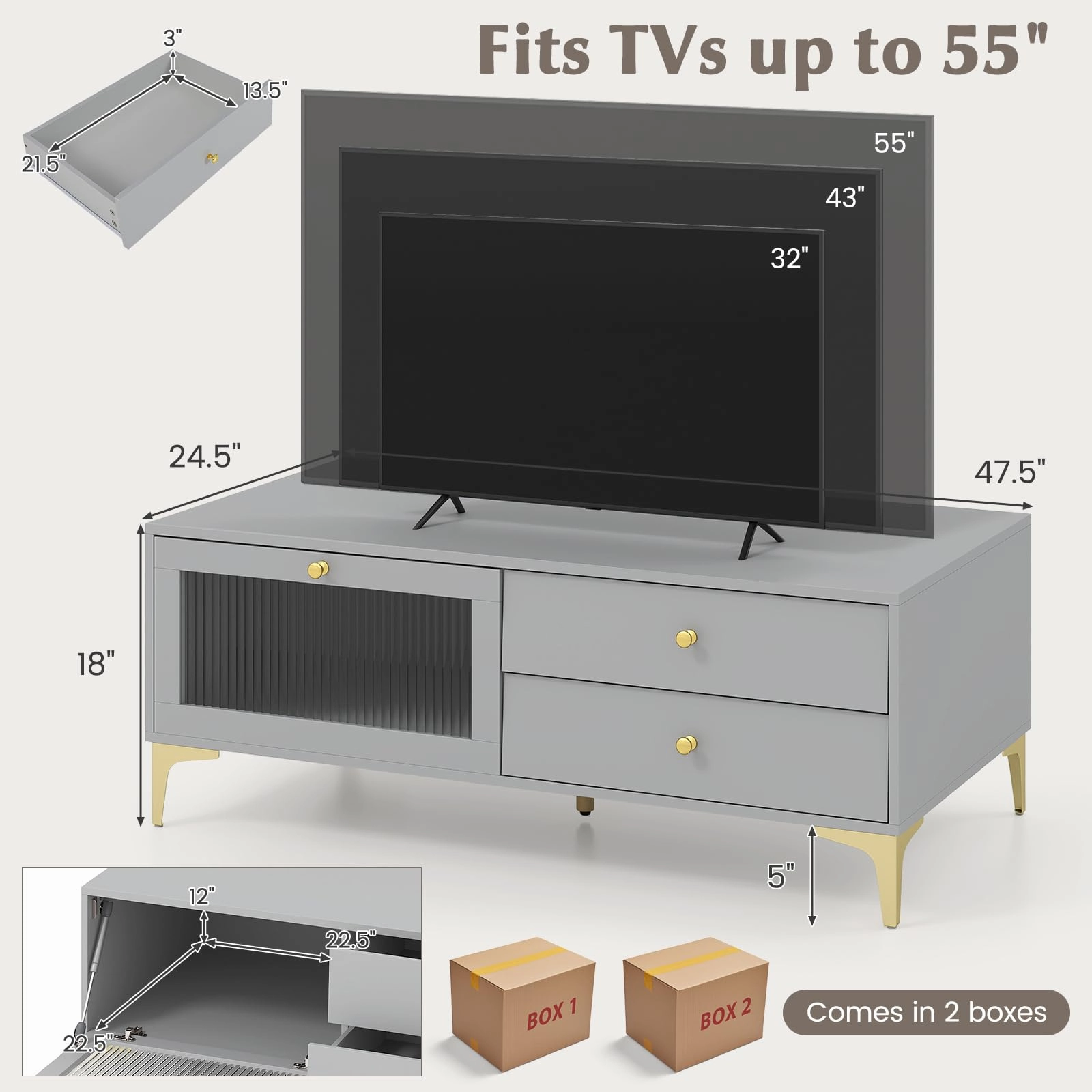 Giantex TV Stand for TVs up to 55, Entertainment Center with Storage Drawers