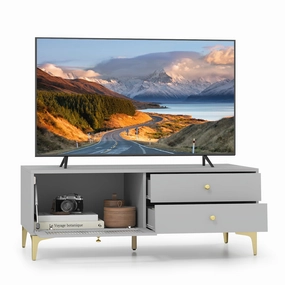 Giantex TV Stand for TVs up to 55, Entertainment Center with Storage Drawers doormat, welcome mat
