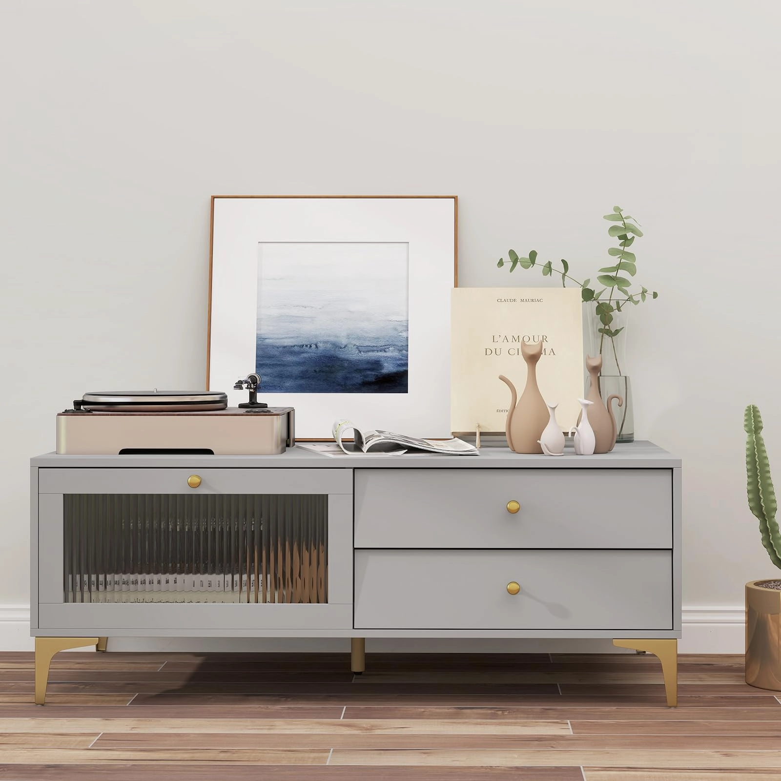 Giantex TV Stand for TVs up to 55, Entertainment Center with Storage Drawers